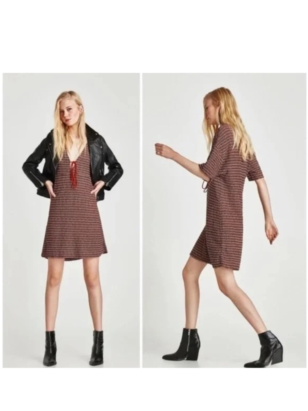 New ZARA Tweed with Cord Women’s Trendy Dress Size Sz Small